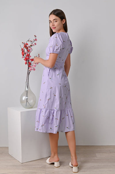AWE Dresses RIANNE EMBROIDERY DRESS IN LILAC