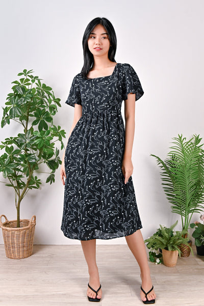 AWE Dresses ROZIANAH SQUARE-NECK DRESS IN BLACK