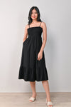 AWE Dresses SAANVI EYELET SPAG DRESS IN BLACK