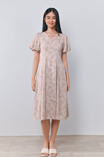 AWE Dresses SEO-AH SLEEVED BUTTON DRESS IN PINK FLORAL