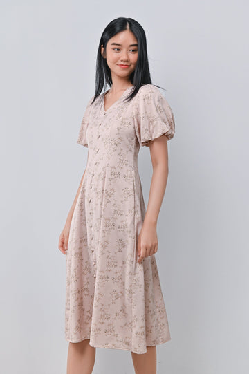 AWE Dresses SEO-AH SLEEVED BUTTON DRESS IN PINK FLORAL
