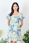 AWE Dresses TYAN SLEEVED DRESS IN GREEN FOLIAGE