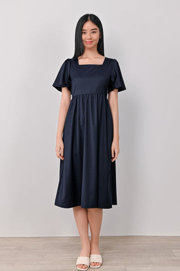 AWE Dresses VERITY SQUARE-NECK DRESS IN NAVY