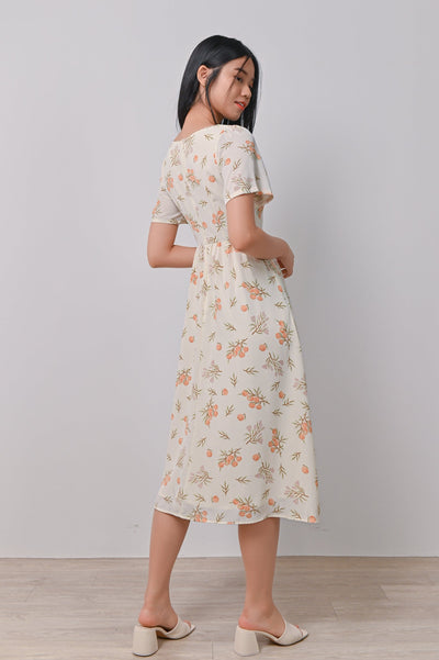 AWE Dresses WILLA FLORAL SCOOP-NECK DRESS IN CREAM