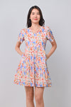 AWE Dresses YULE FLORAL BABYDOLL DRESS IN BLUE-ORANGE