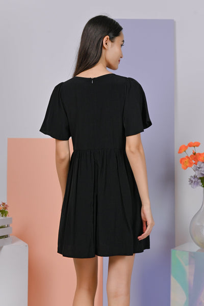AWE One Piece COLLEEN V-NECK DRESS-ROMPER IN BLACK
