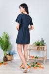 AWE One Piece COLLEEN V-NECK DRESS-ROMPER IN NAVY