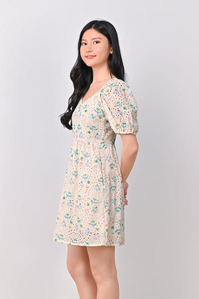 AWE One Piece JESSE EYELET DRESS-ROMPER IN BLUE FLORAL