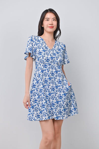 AWE One Piece KURA BLUE FLORAL DRESS-ROMPER