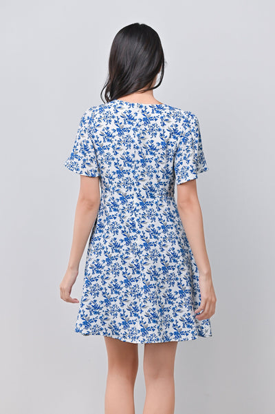 AWE One Piece KURA BLUE FLORAL DRESS-ROMPER