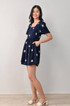 AWE One Piece LUCKY CAT EMB. DRESS-ROMPER IN NAVY