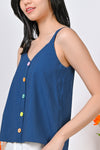 AWE Tops CHANTAL BUTTON TOP IN BLUE
