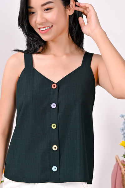 AWE Tops CHANTAL BUTTON TOP IN GREEN