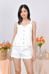 AWE Tops CHANTAL BUTTON TOP IN WHITE