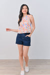 AWE Tops JUNI FLORAL BUTTON-BACK TOP IN PINK