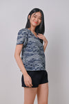 AWE Tops NEW NAVY WAVE COLLAGE SLEEVED TOP