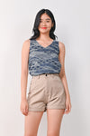 AWE Tops NEW NAVY WAVE COLLAGE TWO-WAY TOP