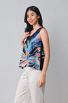 AWE Tops ORIENTAL FLOWERS TWO-WAY TOP IN NAVY