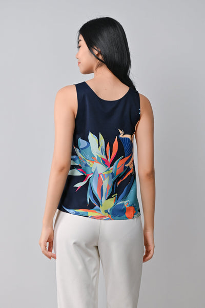 AWE Tops ORIENTAL FLOWERS TWO-WAY TOP IN NAVY