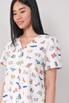 AWE Tops ORIGAMI ZOO BUTTON SLEEVED TOP