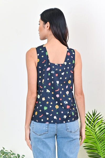 All Would Envy Tops CARTOON FLOWERS TWO-WAY TOP