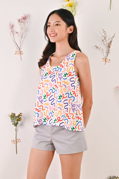 All Would Envy Tops RAINBOW SQUIGGLY TWO-WAY TOP