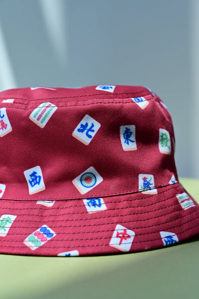 AWE Accessories FS RED MAHJONG REVERSIBLE BUCKET HAT