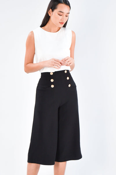 AWE Bottoms CYNTHIA BUTTON CULOTTES IN BLACK