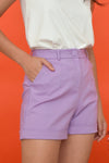 AWE Bottoms GINNY CUFFED SHORTS IN LILAC