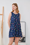 AWE Bottoms JESSIE EMBROIDERED TIERED DRESS IN NAVY