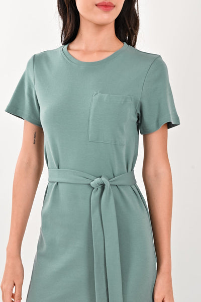 AWE Dresses ABBY COTTON TEE DRESS IN PINE