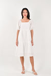 AWE Dresses ADDY PUFF-SLEEVE DRESS IN WHITE