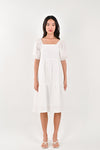 AWE Dresses ADDY PUFF-SLEEVE DRESS IN WHITE