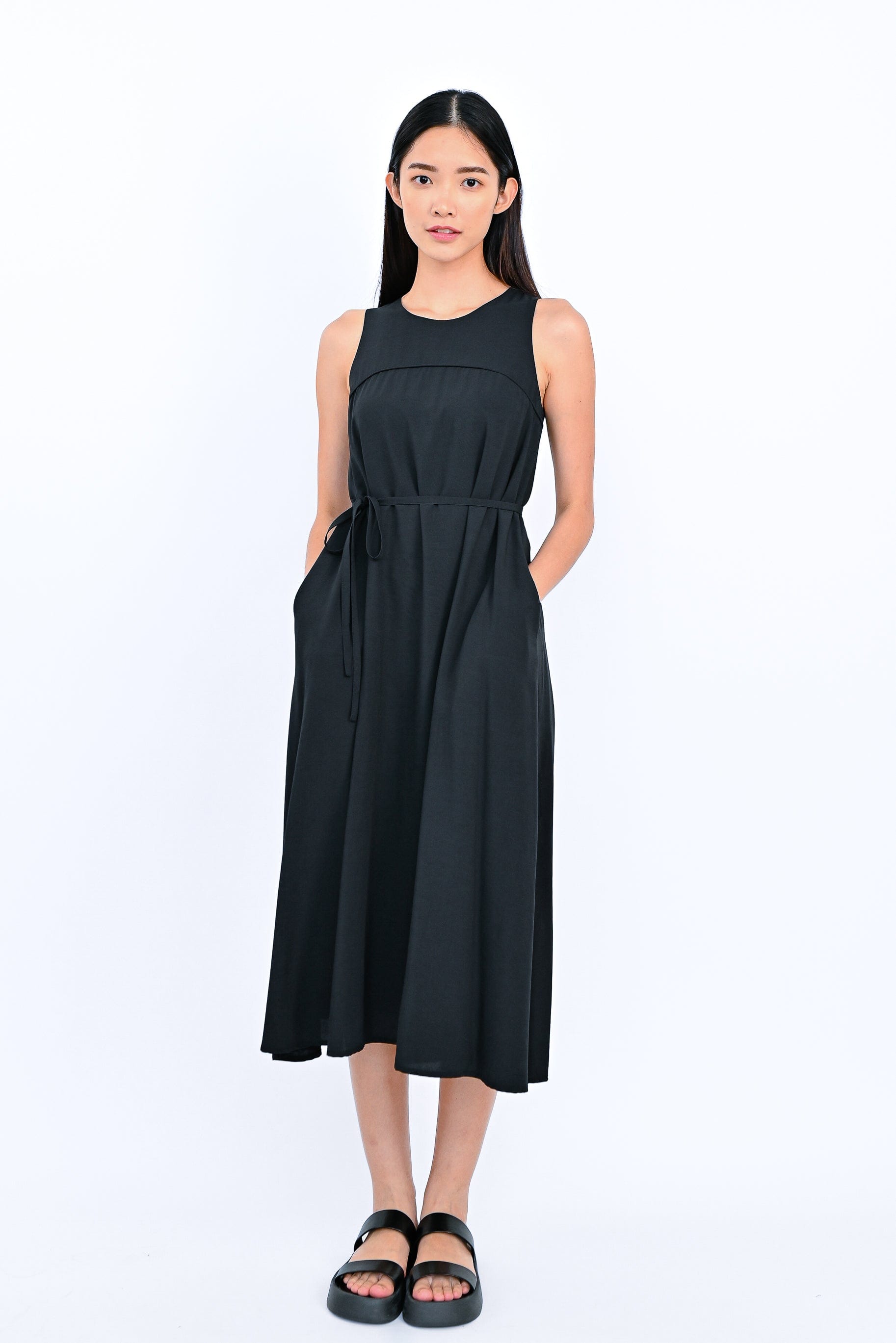Linen Mid Calf Length Dress - ILMA