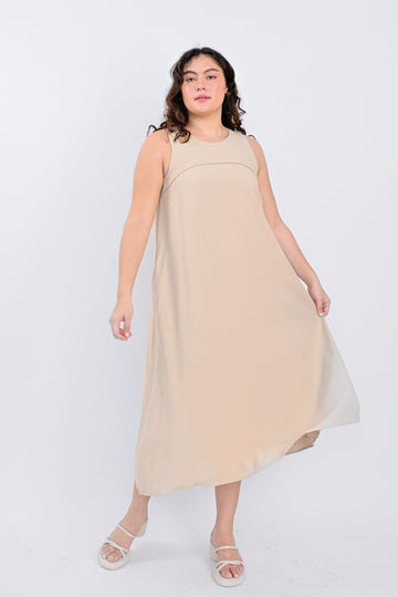 AWE Dresses CLANDRA PIPING MIDAXI IN SAND
