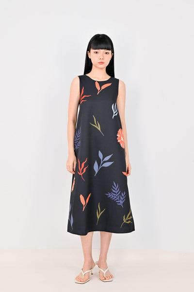 AWE Dresses DAISY BLOOMS TWO-WAY MIDI DRESS IN BLACK