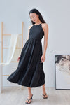 AWE Dresses ESTHER TIERED MIDAXI DRESS IN BLACK