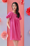 AWE Dresses FAWN PUFF-SLEEVE DRESS IN PINK