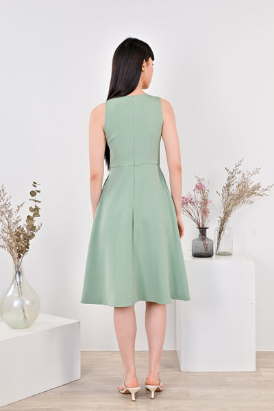AWE Dresses KEIKO FIT AND FLARE DRESS IN GREEN