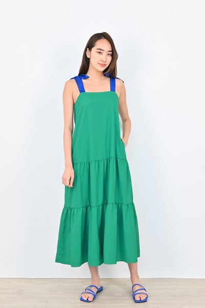 AWE Dresses KRYSTLE TIE-STRAP DRESS IN KELLY GREEN