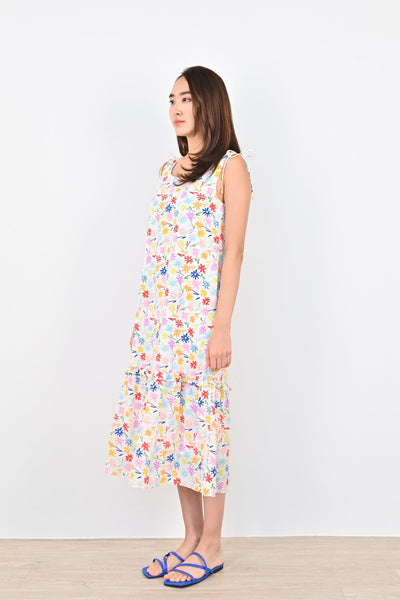 AWE Dresses PENNY MIDI DRESS IN WHITE FLORAL