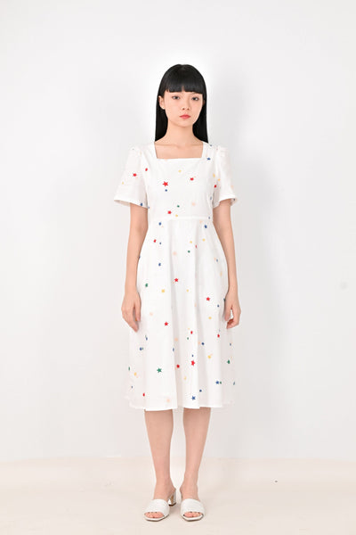 AWE Dresses STARRY NIGHT FIT-AND-FLARE DRESS IN WHITE