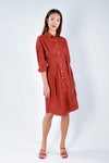 AWE Dresses TALIA MIDI SHIRT-DRESS IN RED