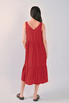 AWE Dresses YRSA TIERED MIDI DRESS IN RED