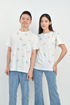 AWE Shirts & Tops DINO ADULTS' UNISEX TEE IN WHITE