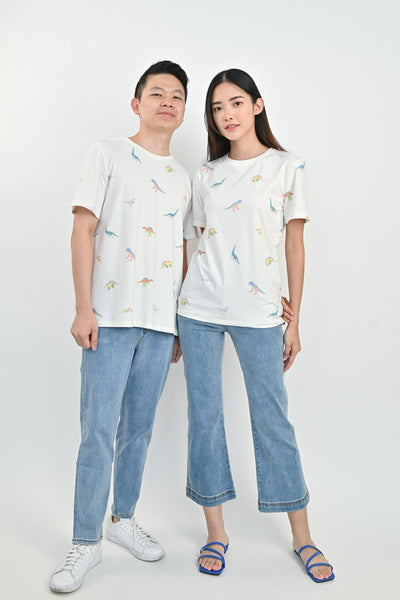 AWE Shirts & Tops DINO ADULTS' UNISEX TEE IN WHITE