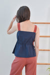 AWE Tops CHRISTINE COLOUR BLOCK TOP IN NAVY