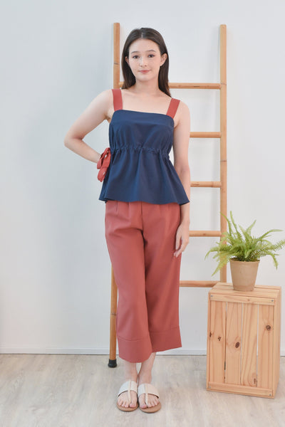 AWE Tops CHRISTINE COLOUR BLOCK TOP IN NAVY