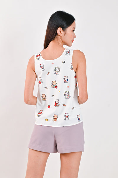 AWE Tops CUTE CATS TWO-WAY TOP IN WHITE