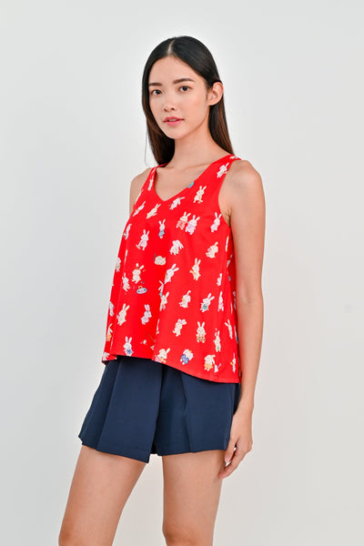 AWE Tops FUNNY BUNNY TWO-WAY TOP IN RED